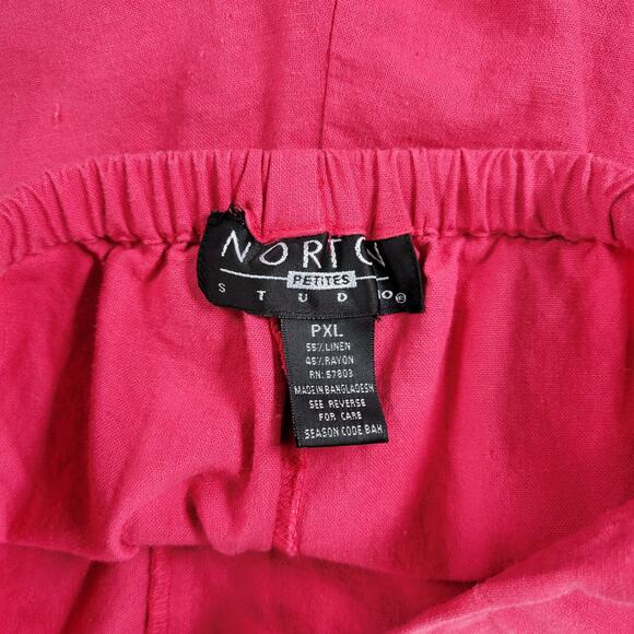 VTG Norton Studio Linen Tank Pant Set Womens Petite XL Pink Capri Resortwear - Picture 6 of 16